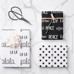 Hoja De Papel De Regalo Christmas Black & White Wrapping Paper