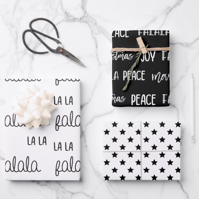 Hoja De Papel De Regalo Christmas Black & White Wrapping Paper (Anverso)