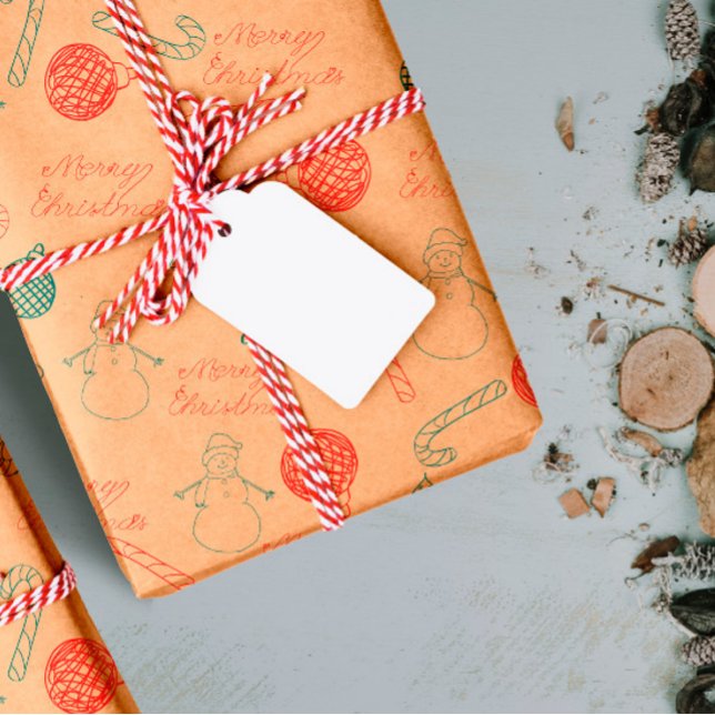 Hoja De Papel De Regalo Christmas Doodle Pattern | Snowmen, Trees & Candy  (Subido por el creador)