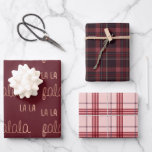Hoja De Papel De Regalo Christmas Falala lala Plaid set<br><div class="desc">Christmas Falala lala Plaid set Wrapping Paper Sheets</div>