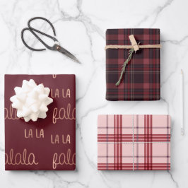 Hoja De Papel De Regalo Christmas Falala lala Plaid set