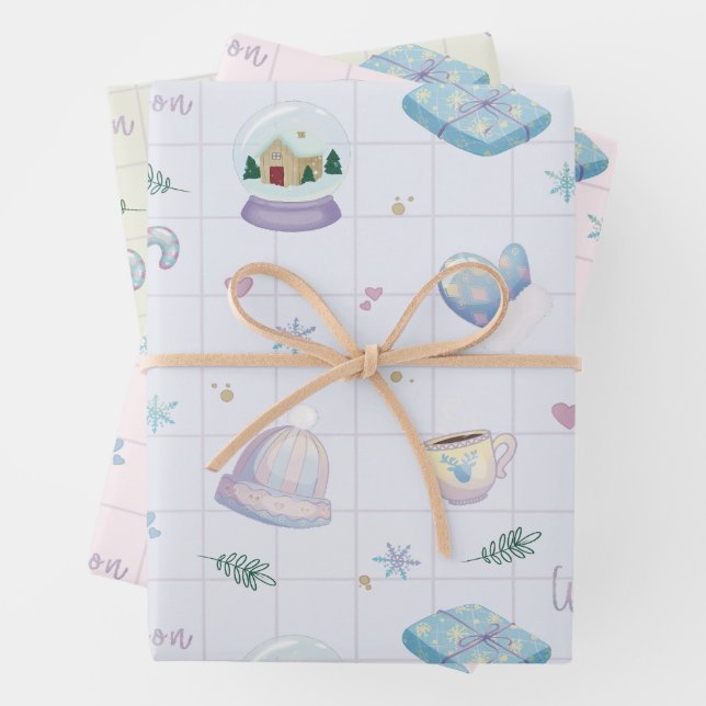 Hoja De Papel De Regalo Christmas Gift Wrap with Festive Holiday Patterns  (In situ)