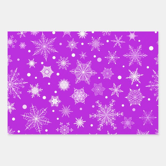 Hoja De Papel De Regalo Christmas Holiday Purple Snowflakes Xmas Pattern (Anverso)