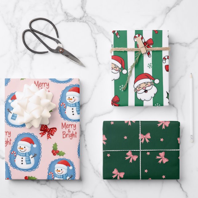 Hoja De Papel De Regalo Christmas Merry & Bright (Anverso)