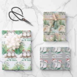 Hoja De Papel De Regalo Christmas Owl Wrapping Paper Flat Sheet Set of 3