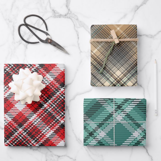 Hoja De Papel De Regalo Christmas plaid coordinating (Anverso)