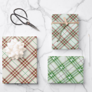 Hoja De Papel De Regalo Christmas Plaid Fabric Style Classic Red and Green