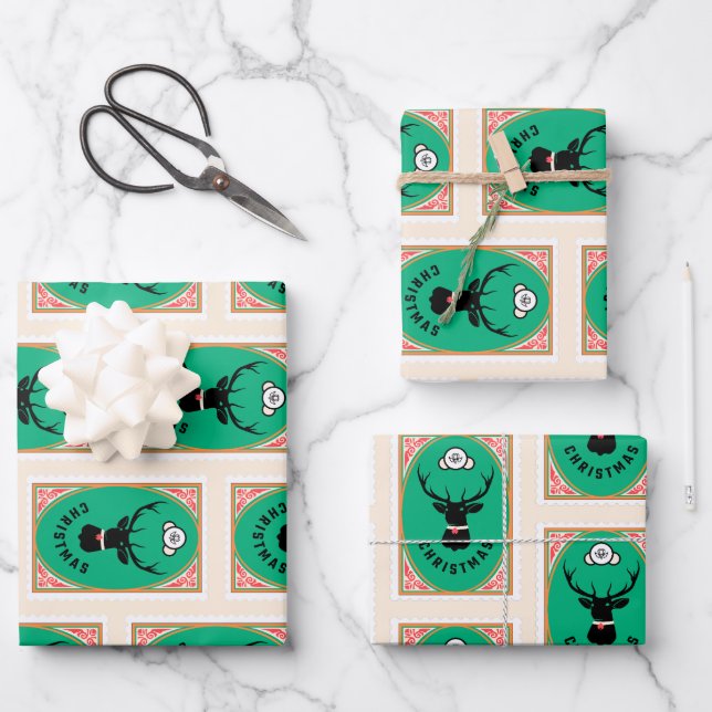 Hoja De Papel De Regalo Christmas Reindeer  (Anverso)