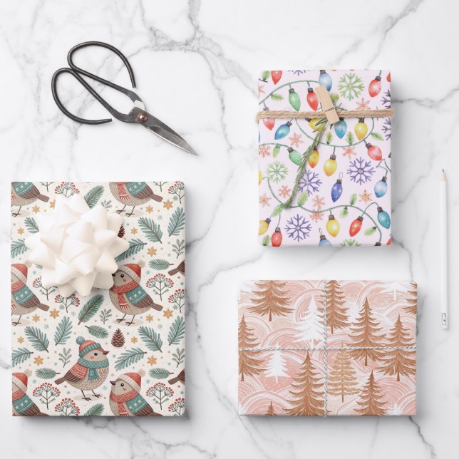 Hoja De Papel De Regalo Christmas Scandinavian Botanical (Anverso)