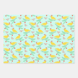 Hoja De Papel De Regalo Christmas Singing Canary Pattern