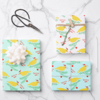 Hoja De Papel De Regalo Christmas Singing Canary Pattern
