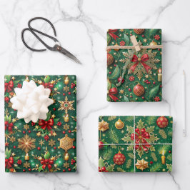 Hoja De Papel De Regalo Christmas-themed three festive patterns