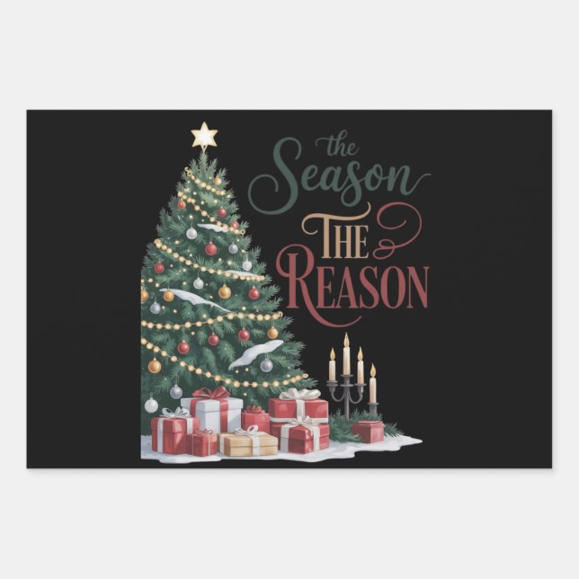 Hoja De Papel De Regalo Christmas Tree The Season The Reason (Anverso)
