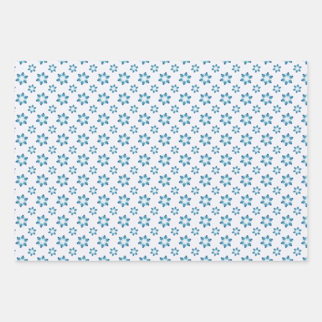 Hoja De Papel De Regalo Christmas Winter Wrapping Paper with Snowflakes  (Anverso)