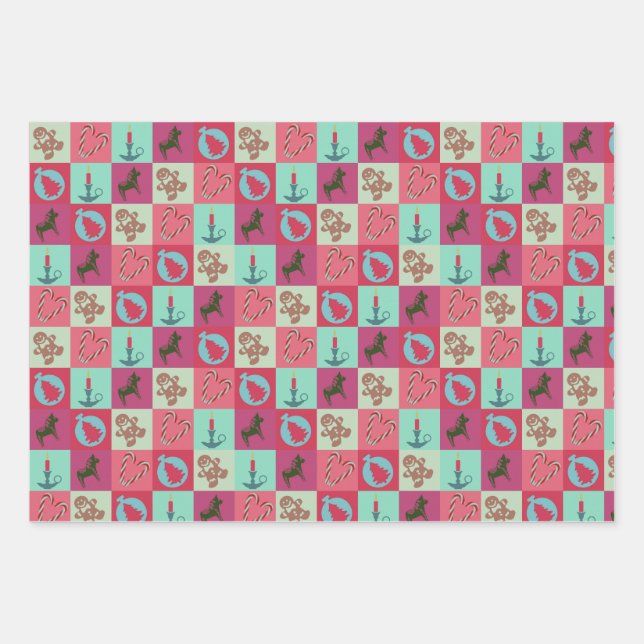 Hoja De Papel De Regalo Christmas Wrapping Paper Flat Sheet Set of 3 (Anverso)