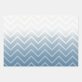 Hoja De Papel De Regalo Cielo Azul Chevron Blanco