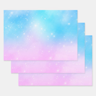 Hoja De Papel De Regalo Cielo de gradiente rosa y azul pastel