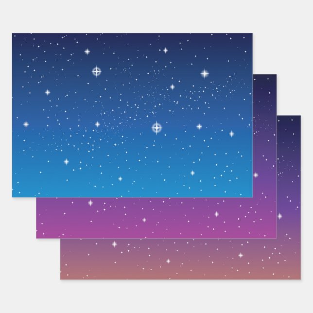 Hoja De Papel De Regalo Cielo estrellado a contraluz (Set)