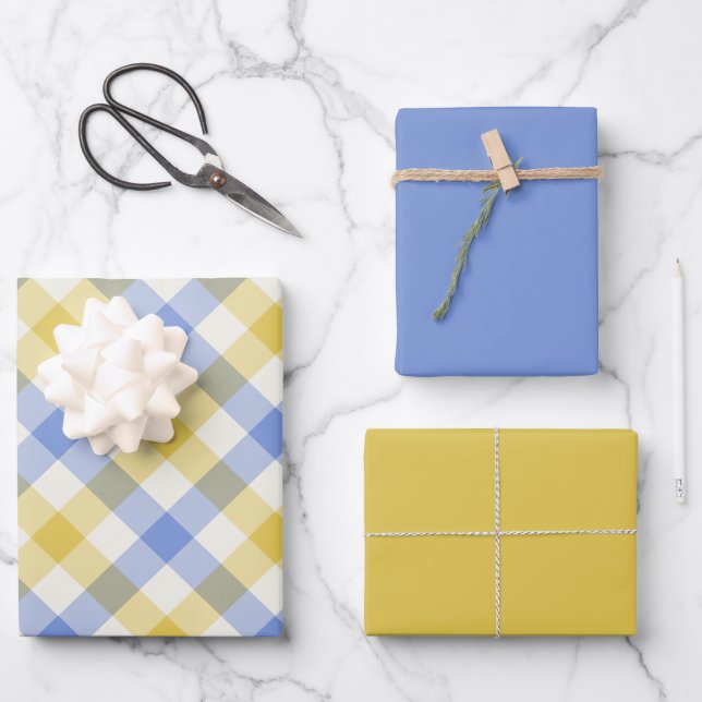 Hoja De Papel De Regalo Cielo Gingham (Anverso)