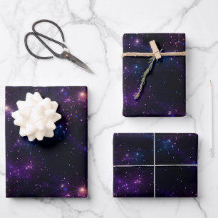 Hoja De Papel De Regalo Cielo nocturno púrpura y negro