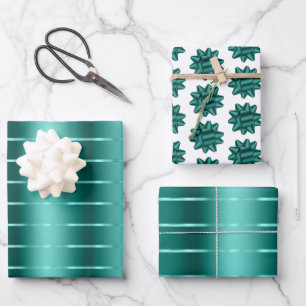 Hoja De Papel De Regalo Cinta Verde Turquesa con Lazo Despedida de Soltera