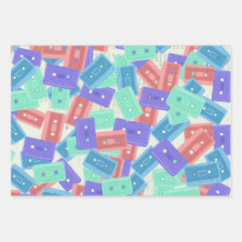 Hoja De Papel De Regalo Cintas Pastel Cassette - Música estética de los añ