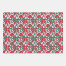 Hoja De Papel De Regalo Cintas y bayas navidades en rosa