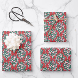 Hoja De Papel De Regalo Cintas y bayas navidades en rosa