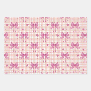 Hoja De Papel De Regalo Cintas y estrellas de plástico vintage