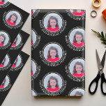 Hoja De Papel De Regalo Circle One Photo Happy Birthday Greet - Negro<br><div class="desc">Sobre la colina...  añade una foto a este lindo periódico. Un aguijón que resalta una imagen y un texto de cumpleaños feliz.</div>