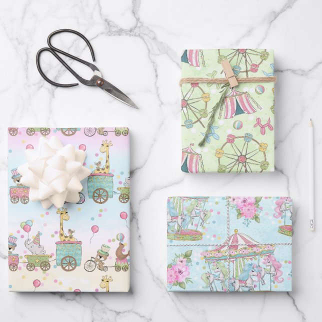 Hoja De Papel De Regalo Circo de Baby Shower (Anverso)