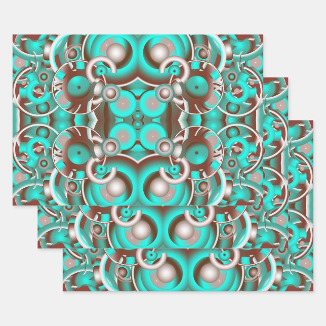 Hoja De Papel De Regalo Circular Celestial Concentric Circles Pattern (Set)