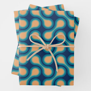 Hoja De Papel De Regalo Círculo gráfico funky de los años 1970 de Metaball