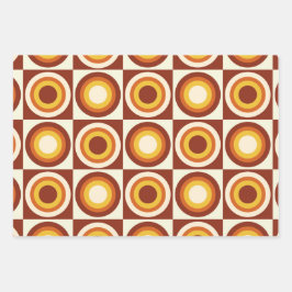 Hoja De Papel De Regalo Círculos amarillos naranja de mediados de siglo en