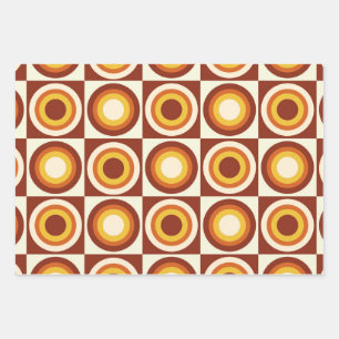 Hoja De Papel De Regalo Círculos amarillos Naranjas de mediados de siglo e