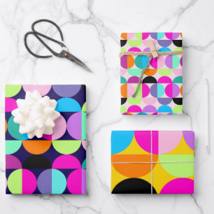 Hoja De Papel De Regalo Círculos coloridos modernos de mediados del siglo