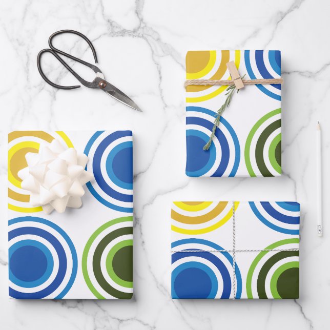 Hoja De Papel De Regalo Círculos Concéntricos Coloridos Cumpleaños (Anverso)