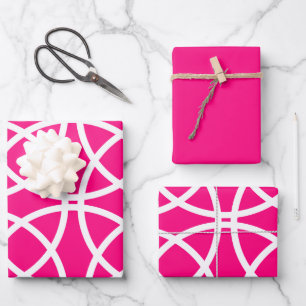 Hoja De Papel De Regalo Círculos de espiral blanca en rosa