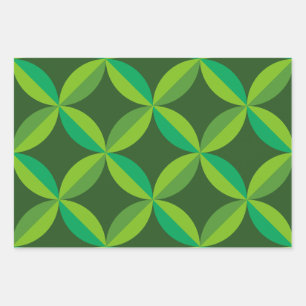 Hoja De Papel De Regalo Círculos geométricos de mediados de siglo en verde