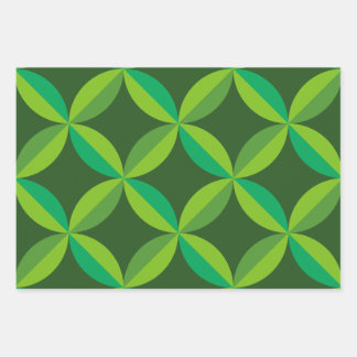 Hoja De Papel De Regalo Círculos verdes de la pluma geométrica de mediados