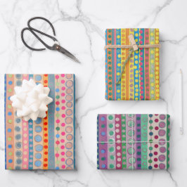 Hoja De Papel De Regalo Círculos y bandas de colores