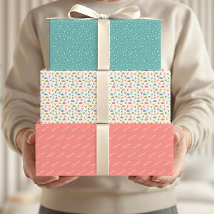 Hoja De Papel De Regalo Cita del patrón de estrella de luna rosa azul para