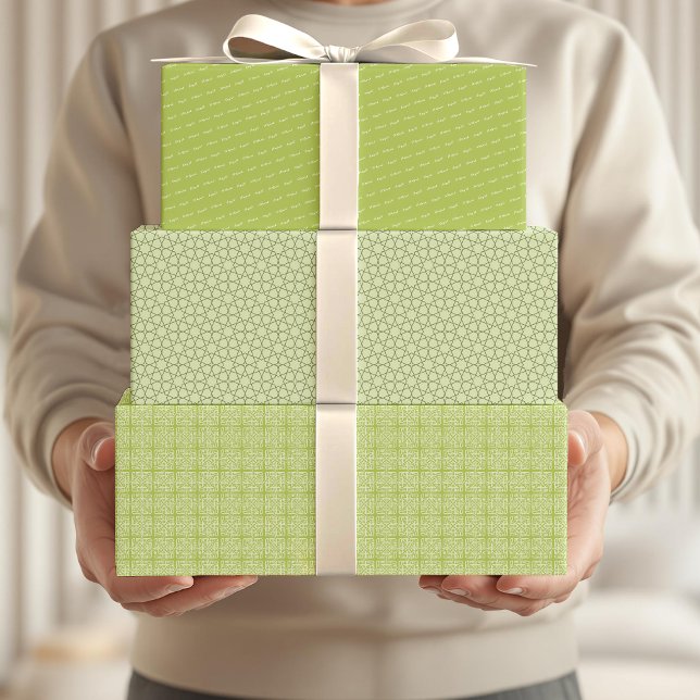 Hoja De Papel De Regalo Cita del patrón de estrella verde árabe Eid Mubara (Subido por el creador)