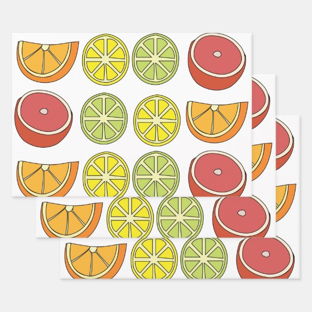 Hoja De Papel De Regalo Citrus Fruit Garden Fiesta (Set)
