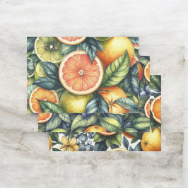 Hoja De Papel De Regalo Citrus Watercolor Naranja Fruta Verano Botánico