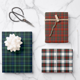 Hoja De Papel De Regalo Clan Stewart Tartán Tartán rojo, verde y blanco