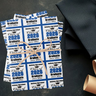Hoja De Papel De Regalo Clase Azul de 2026 Graduación Personalizada