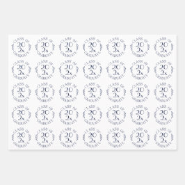 Hoja De Papel De Regalo Clase de año de tipografía blanca azul de la marin