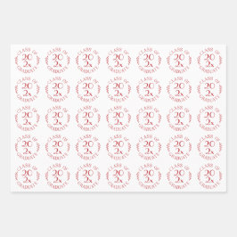Hoja De Papel De Regalo Clase de año Graduado Típografía Blanca Roja