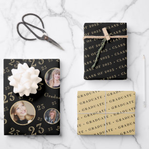 Hoja De Papel De Regalo Clase de tipografía fotográfica de oro negro de 20